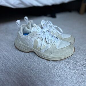 Veja White and Tan Sneakers